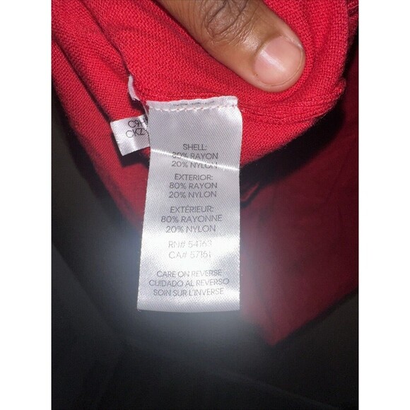 Calvin Klein Red Embellished Pearl Detail Long Sleeve Top Size L - Picture 7 of 8